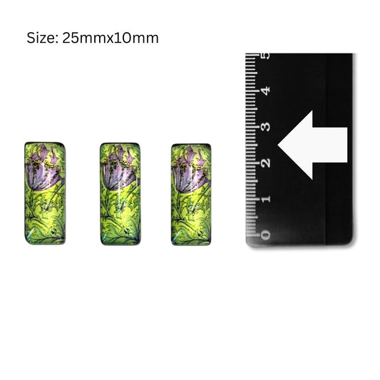 Glass Domed Inserts Rectangles (A)- Set of 3 (25x10mm)