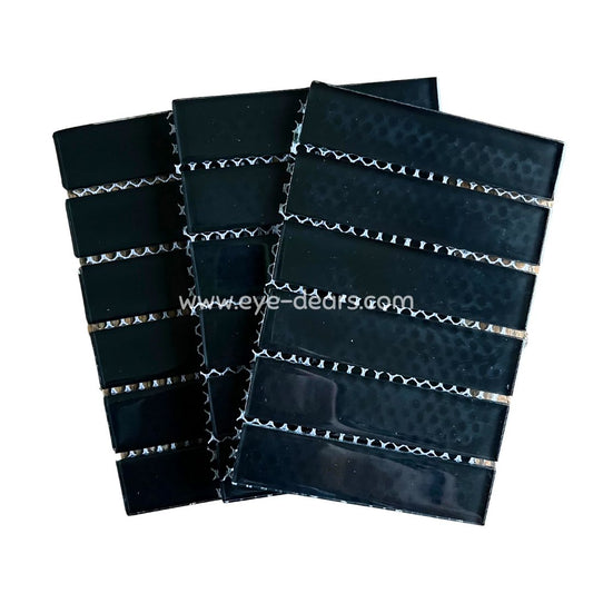 Mosaic Tiles -  Mosaic Tiles Black Rectangle Glass 23x98x4mm