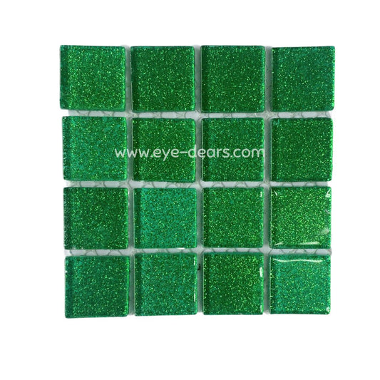 Mosaic Tiles - Single Sheet Emerald Green Glitter 23x23mm