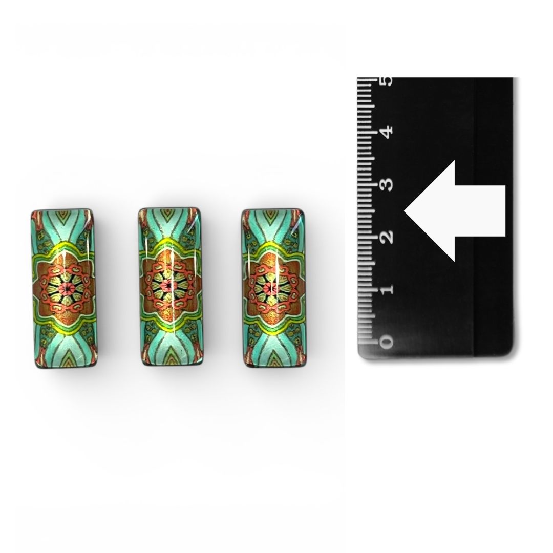 Glass Domed Inserts Rectangles (B)- Set of 3 (25x10mm)