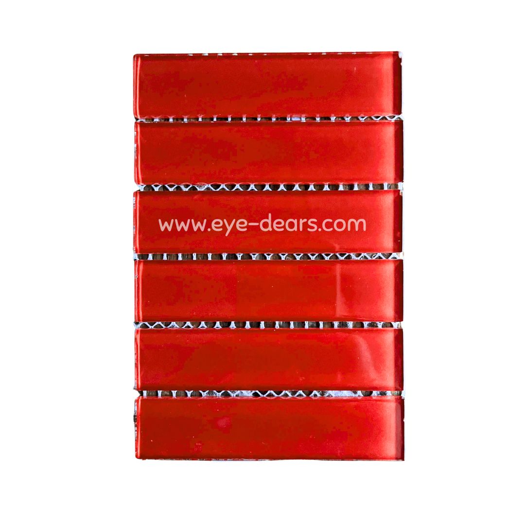 Mosaic Tiles -  Mosaic Tiles Red Rectangle Glass 23x98x4mm
