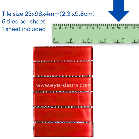 Mosaic Tiles -  Mosaic Tiles Red Rectangle Glass 23x98x4mm