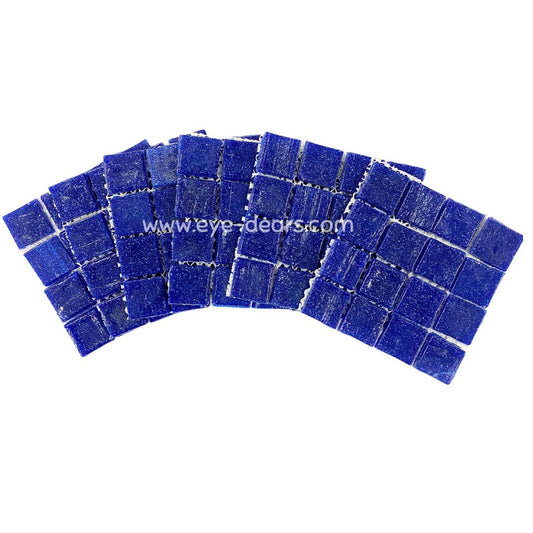 Mosaic Tiles - 10 x sheets of Deep Blue Matt Finish Glass 23x23mm (small tiles for crafting)