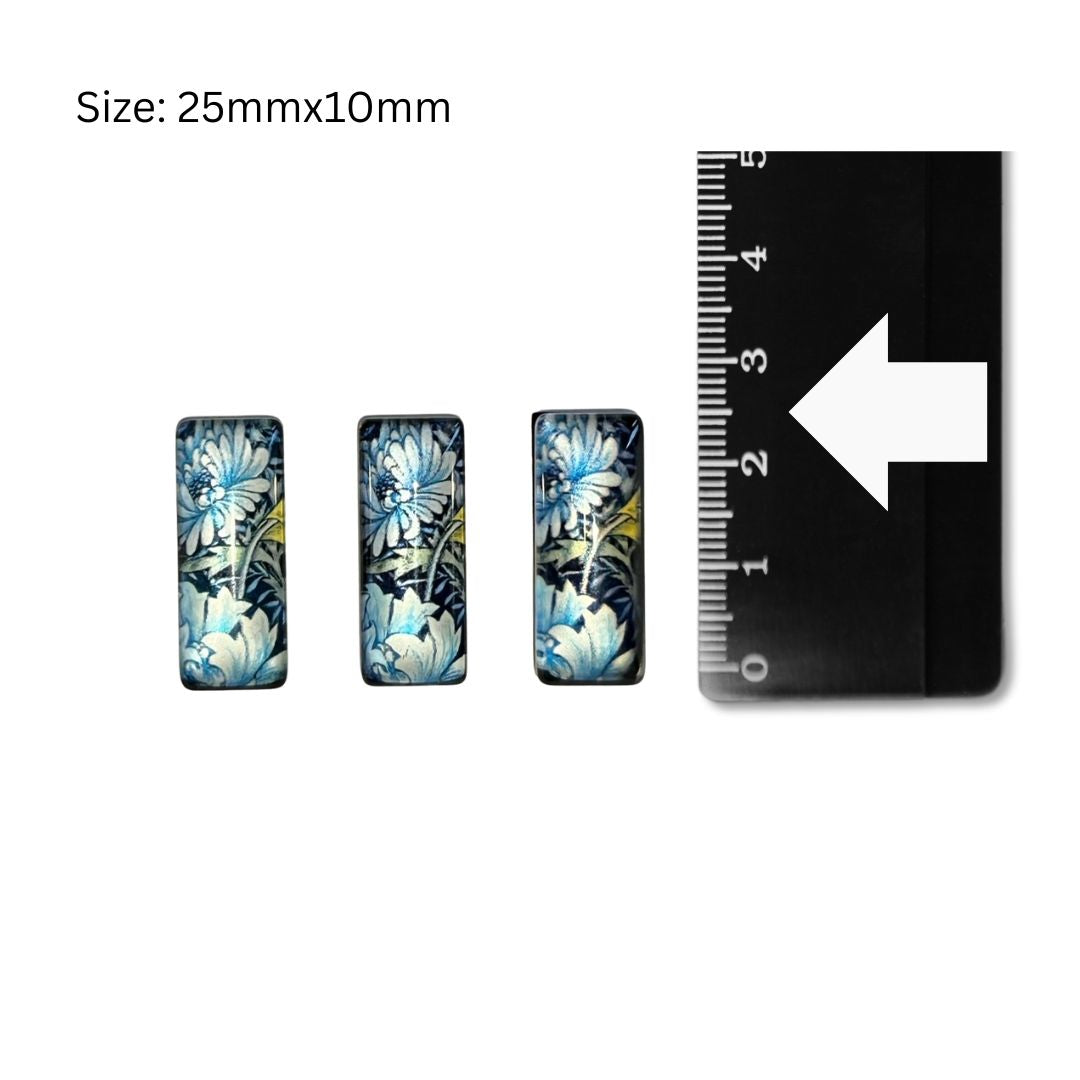 Glass Domed Inserts Rectangles (D)- Set of 3 (25x10mm)
