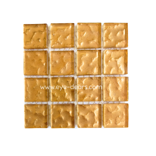 Mosaic Tiles - Single Craft Size Sheet Gold Metallic Ripple 23x23mm
