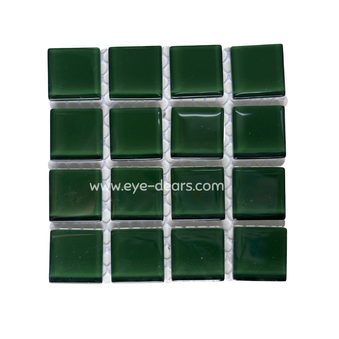 Mosaic Tiles -  Single Craft Size Sheet British Racing Green Glass 25x25mm