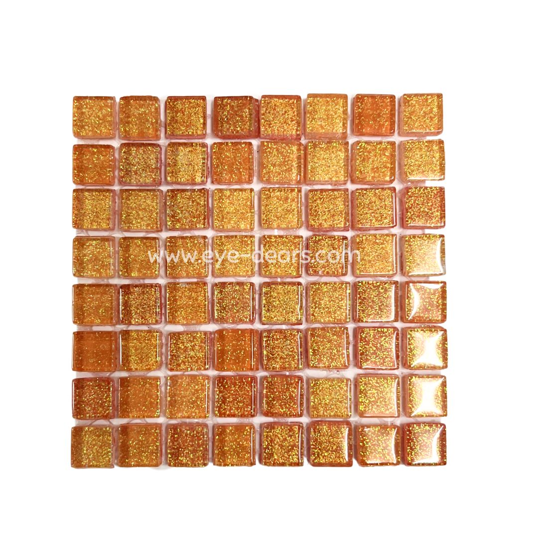 Mosaic Tiles- Single Craft Size Sheet Orange Glitter (10x10mm)