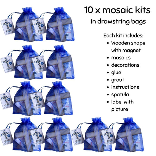Bulk - Mosaic Craft Kit with Magnet- Navy Blue Cross (Small)