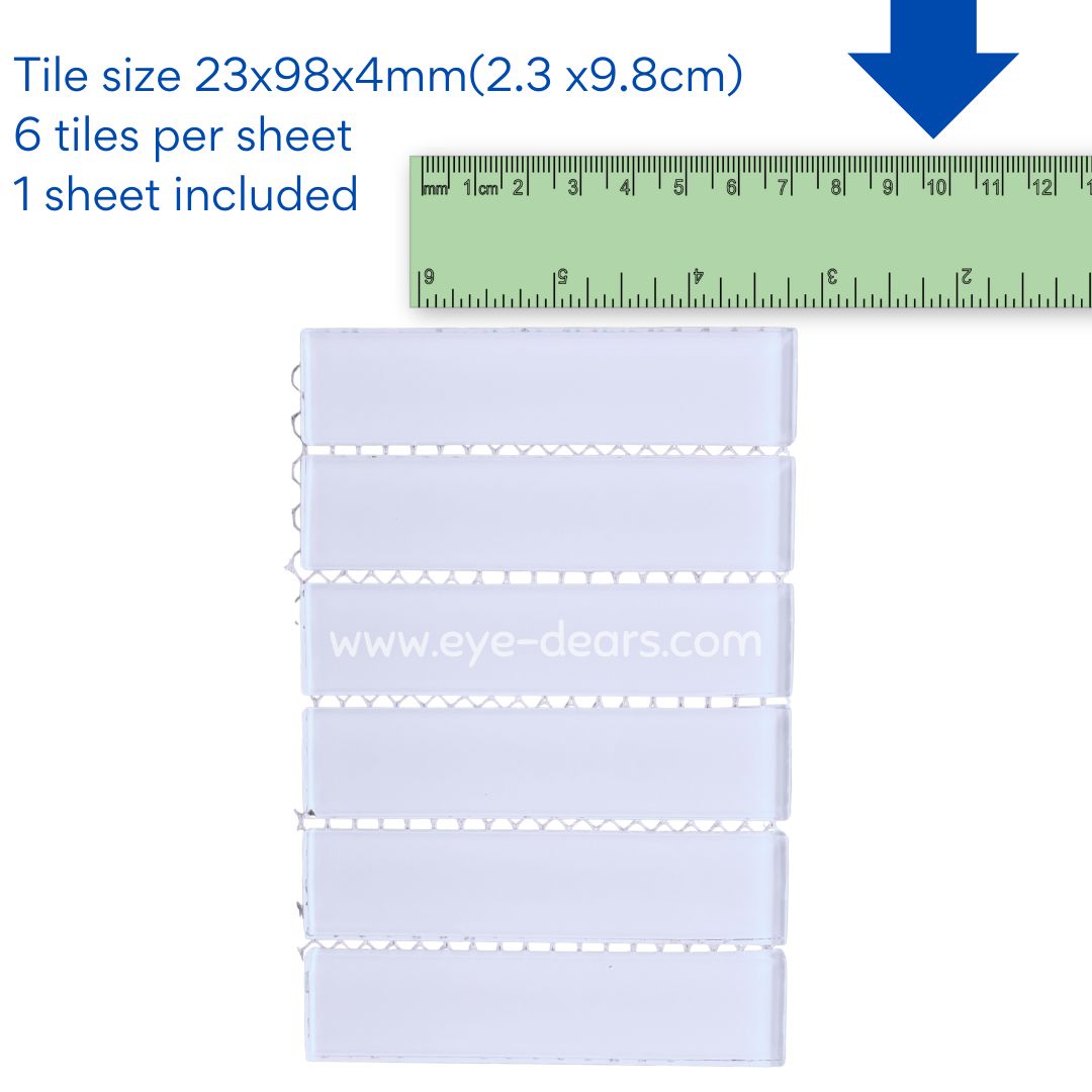 Mosaic Tiles -  Mosaic Tiles White Rectangle Glass 23x98x4mm