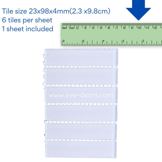 Mosaic Tiles -  Mosaic Tiles White Rectangle Glass 23x98x4mm