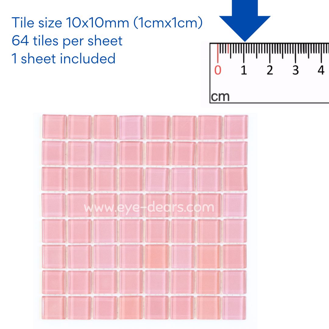 Mosaic Tiles -  Soft Pink Glass 10x10mm
