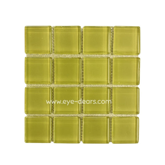 Mosaic Tiles -  Single Sheet Olive Green Glass 23x23mm