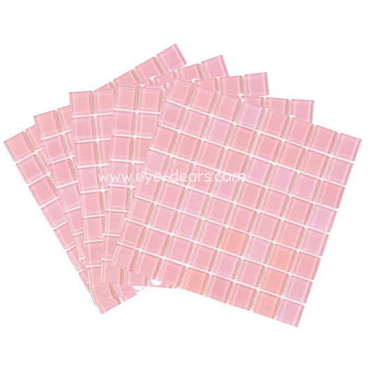 Mosaic Tiles - 10 x sheets of Soft Pink Glass 10x10mm