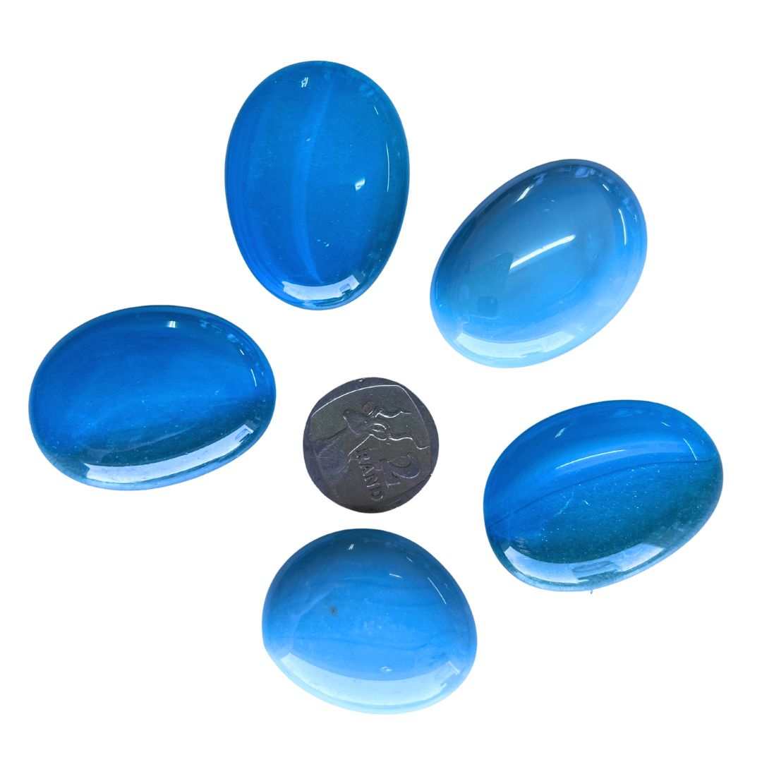 Turquoise Milky Large Oval Pebbles x 5