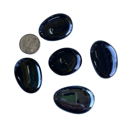 Black Large Oval Pebbles x 5