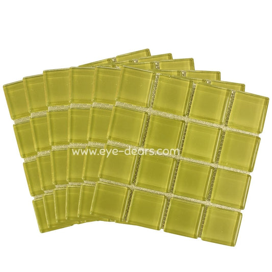 Mosaic Tiles - 10 x sheets of Olive Green Glass 23x23mm