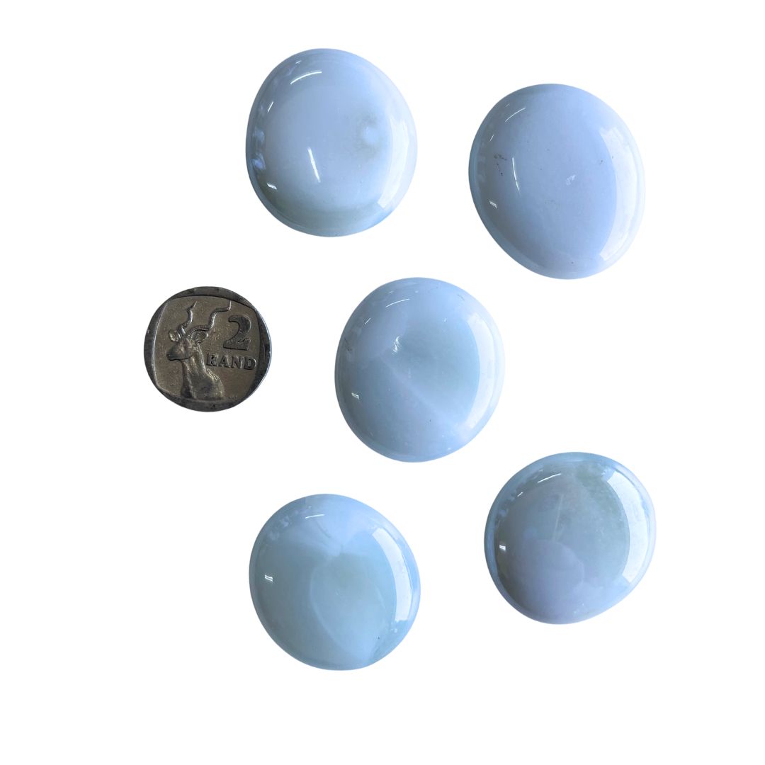 White Large Oval Pebbles x 5