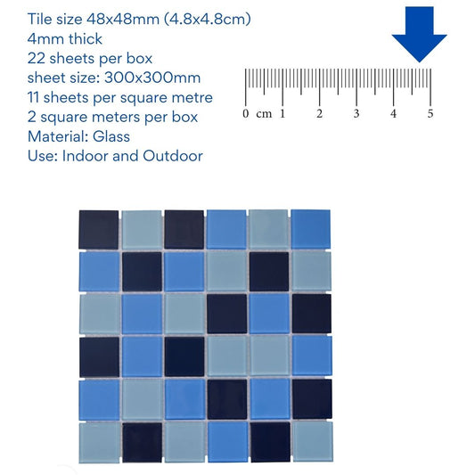 Decor Tiles - Ocean Blue Mix 48x48mm