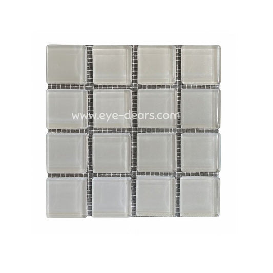 Mosaic Tiles -  Single Sheet Light Grey Glass 23x23mm
