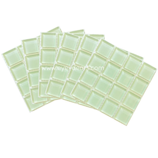 Mosaic Tiles - 10 x sheets of Cloudy Lime Glass 23x23mm