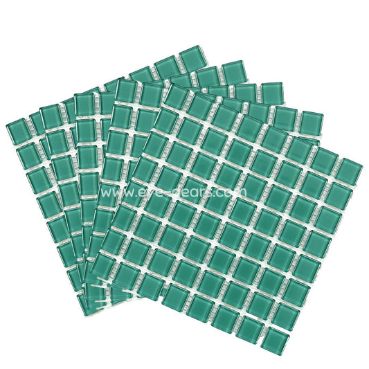 Mosaic Tiles - 10 x sheets of turquoise Glass 10x10mm