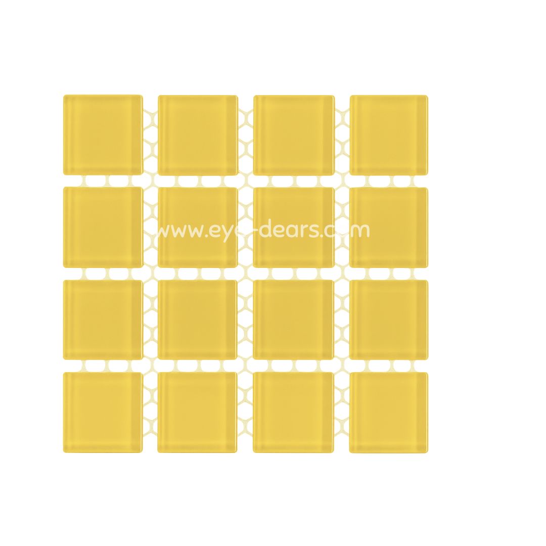 Mosaic Tiles -  Single Craft Size Sheet Yellow Summer Sung Glass 23x23mm