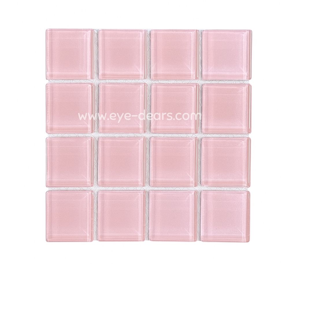 Mosaic Tiles -  Single Sheet Soft Pink Glass 23x23mm