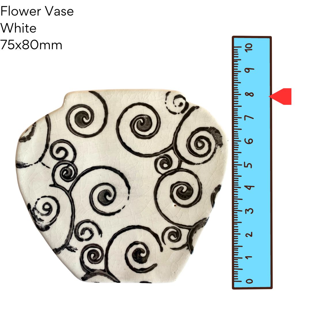 Flower Vase White Swirl - pottery (75x80mm)