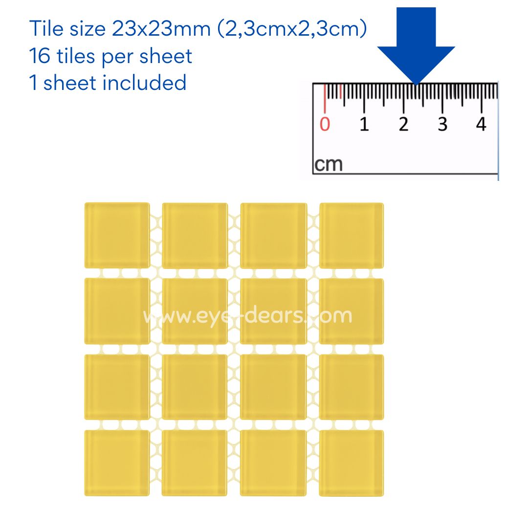 Mosaic Tiles -  Single Craft Size Sheet Yellow Summer Sung Glass 23x23mm
