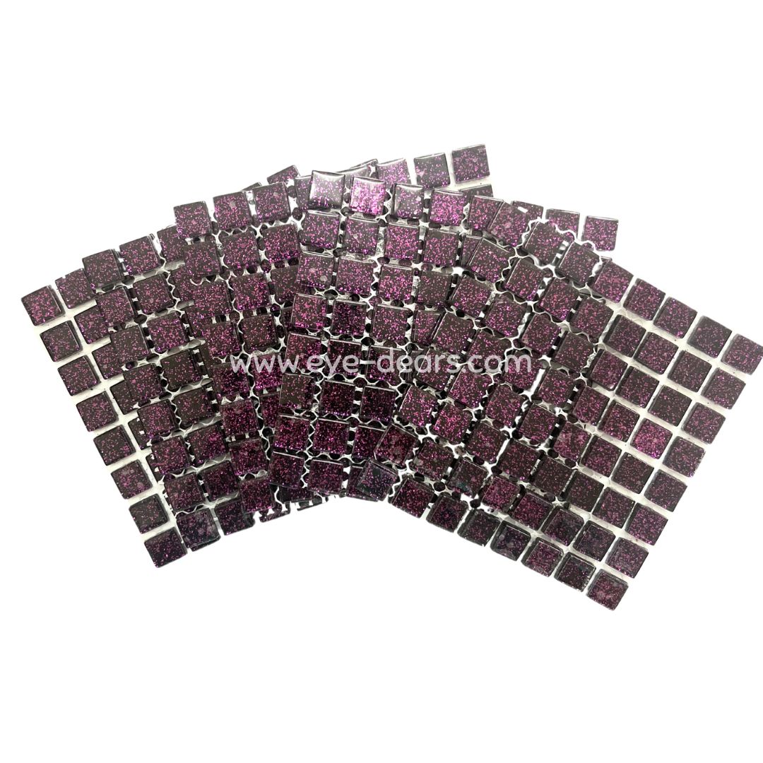 Mosaic Tiles - 10 x Craft Size Sheets of Purple Glitter (10x10mm)