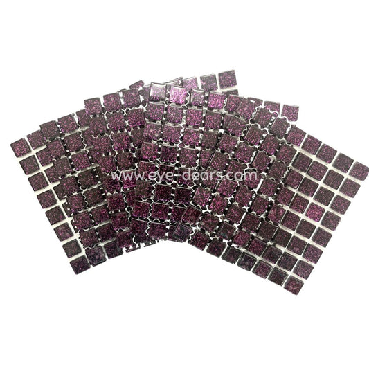 Mosaic Tiles - 10 x Craft Size Sheets of Purple Glitter (10x10mm)