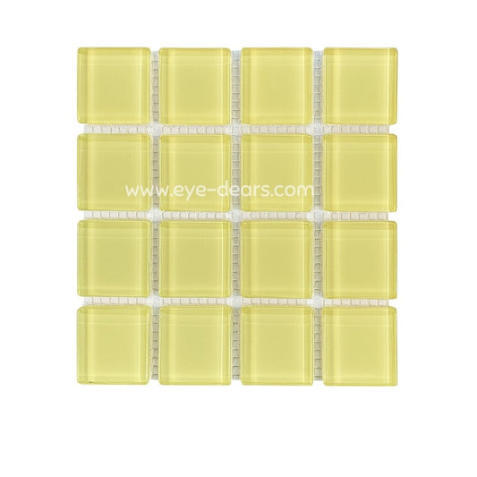 Mosaic Tiles -  Single Sheet Butter Yellow Glass 23x23mm