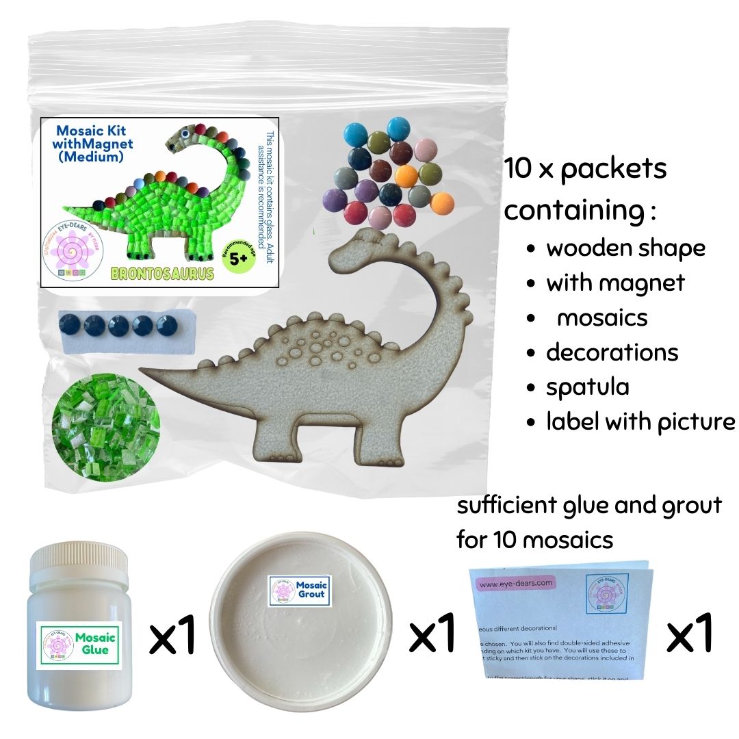 Mosaic Craft Kit with Magnet - Brontosaurus Green  (Medium)