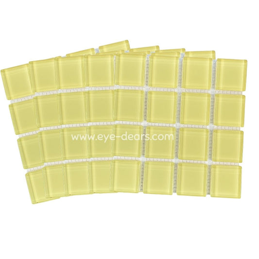 Mosaic Tiles - 10 x sheets of Butter Yellow Glass 23x23mm