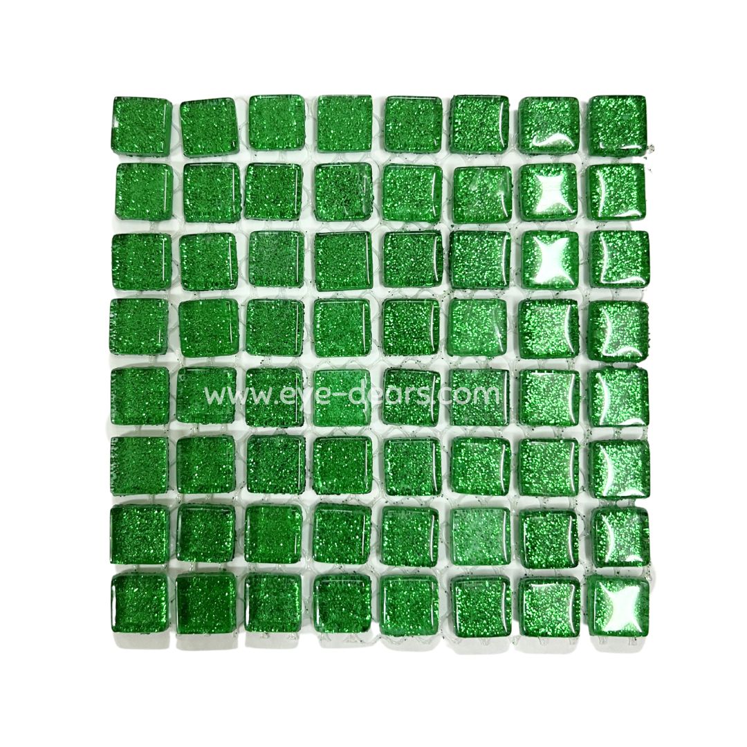 Mosaic Tiles- Single Craft Size Sheet Emerald  Green Glitter (10x10mm)