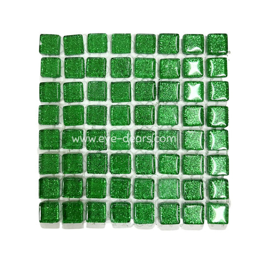 Mosaic Tiles- Single Craft Size Sheet Emerald  Green Glitter (10x10mm)