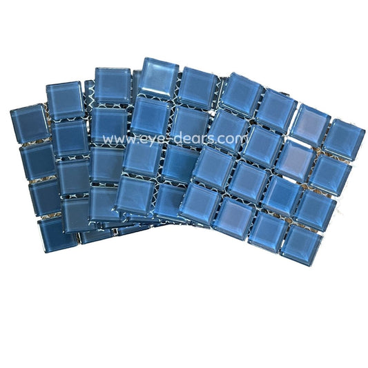 Mosaic Tiles - 10 x sheets of Storm Blue Glass 23x23mm