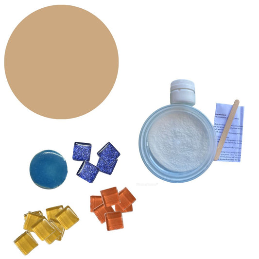 Single - Mosaic Craft Kit - Coaster Blue, Orange, Yellow (No Magnet) (Small)