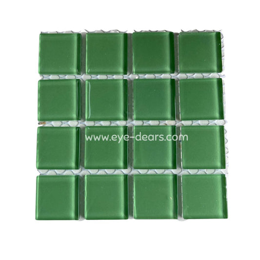 Mosaic Tiles -  Single Craft Size Sheet Shamrock Green Glass 25x25mm