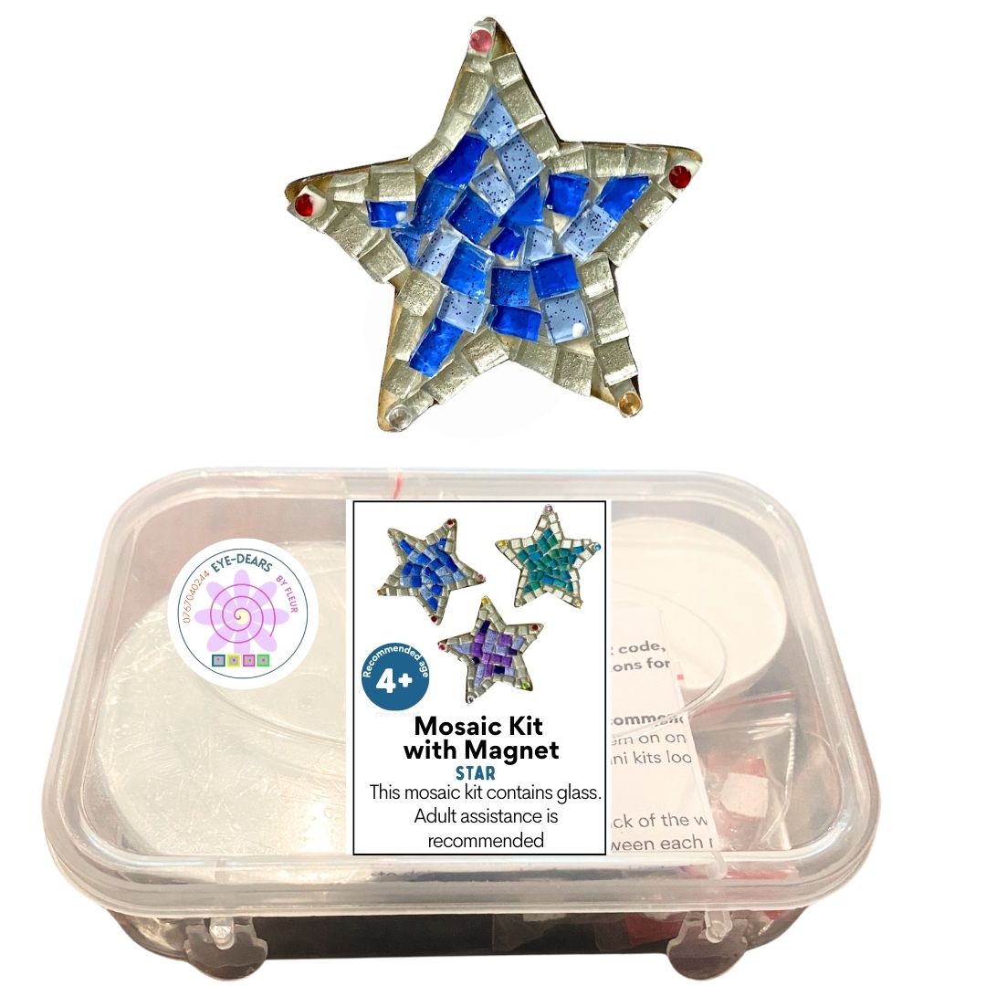 Single - Mosaic Craft Kit with Magnet - Star Blue  (Small)