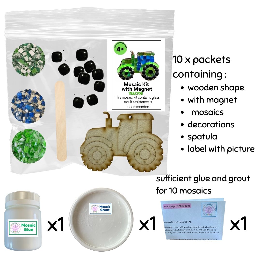 Mosaic Craft Kit with Magnet- Tractor (Small)