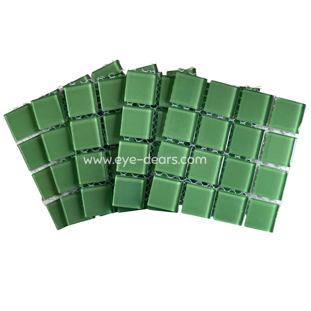Mosaic Tiles - 10 x Craft Size Sheets of Shamrock Green Glass 25x25mm