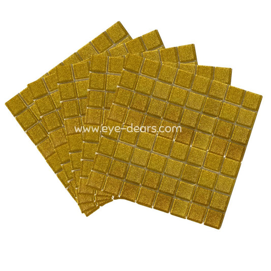 Mosaic Tiles - 10 x sheets of Sunflower Gold Glitter (10x10mm)