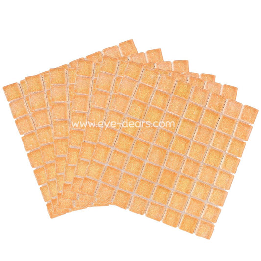 Mosaic Tiles - 10 x sheets of Orange Glitter (10x10mm)