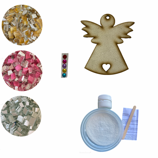 Bulk - Mosaic Craft Kit with Magnet - Pink and Gold Christmas Angel (Small)