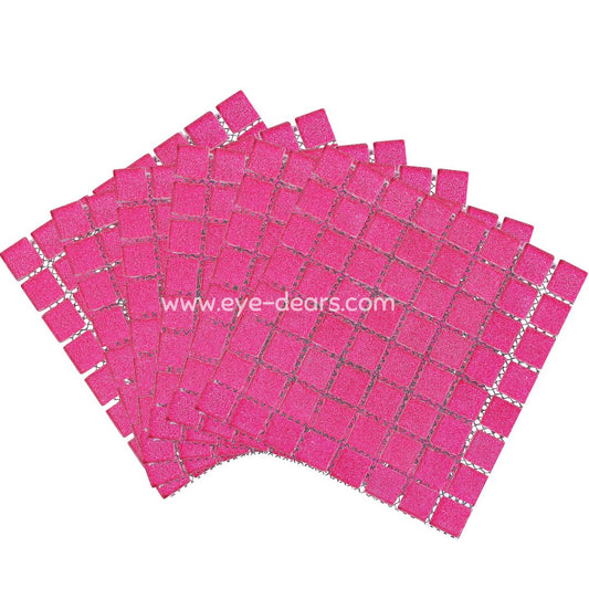 Mosaic Tiles - 10 x sheets of Fuchsia Pink Glitter (10x10mm)