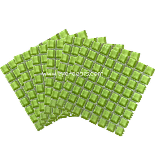 Mosaic Tiles - 10 x sheets of Lime Green Glass 10x10mm (