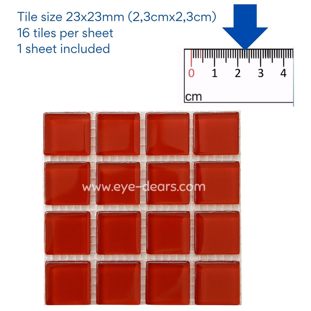 Mosaic Tiles - 10 x sheets of Fox Brown Glass 23x23mm