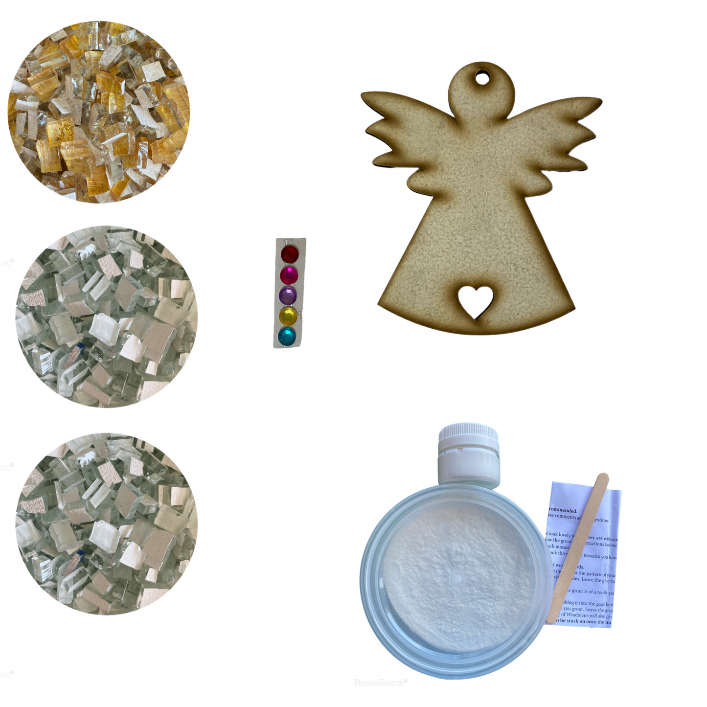 Mosaic Craft Kit with Magnet - Gold and White Angel (Small)