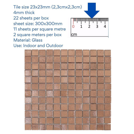 Decor Tiles - Brushed Copper 23x23mm